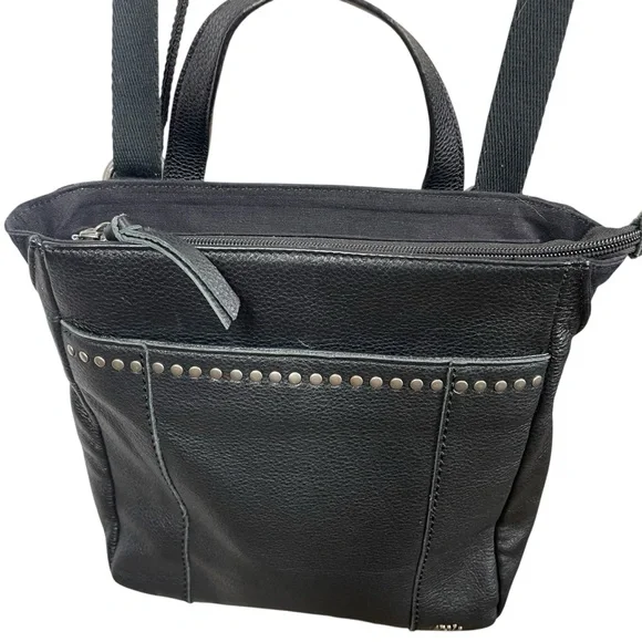 The Sak Black Crossbody Backpack Bag Purse Leather Black Convertible Studded - Picture 3 of 13